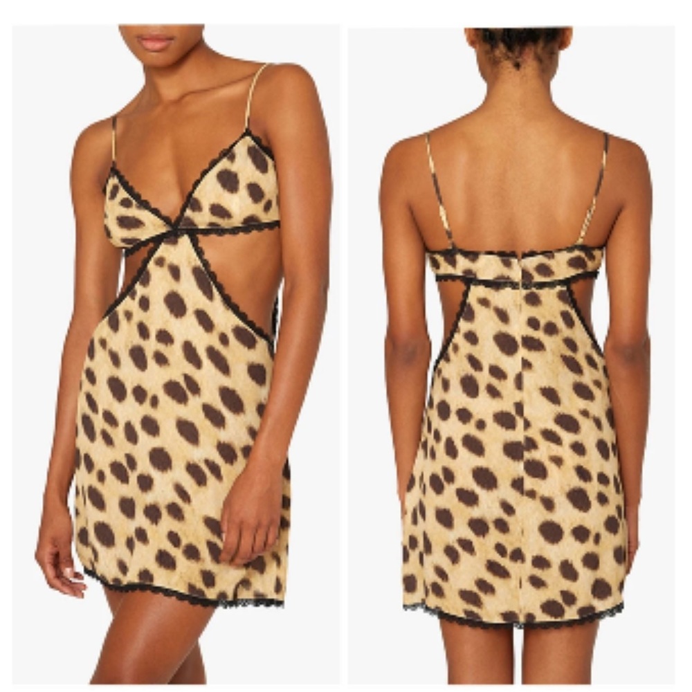 We Wore What Leopard V-Cutout Mini Dress XS